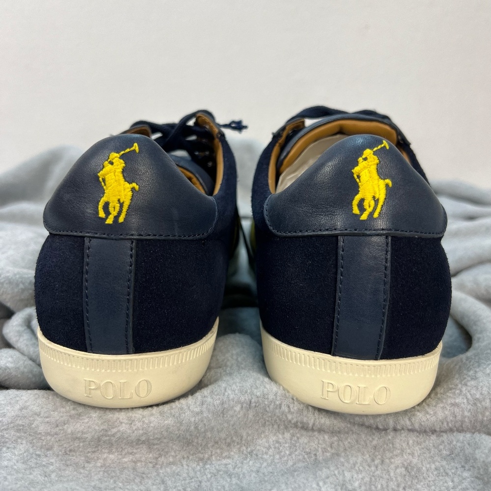 Polo Ralph Lauren Men’s Camilo II Blue Suede Leather Trainers Sneakers Preppy 11 - Picture 7 of 16